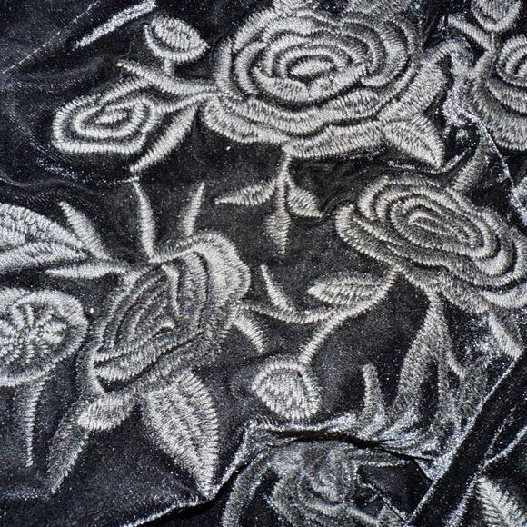 Vintage Y2K Vintage Paparazzi Black Velvet Embroidered Long Cardigan Sweater  M - Picture 7 of 7